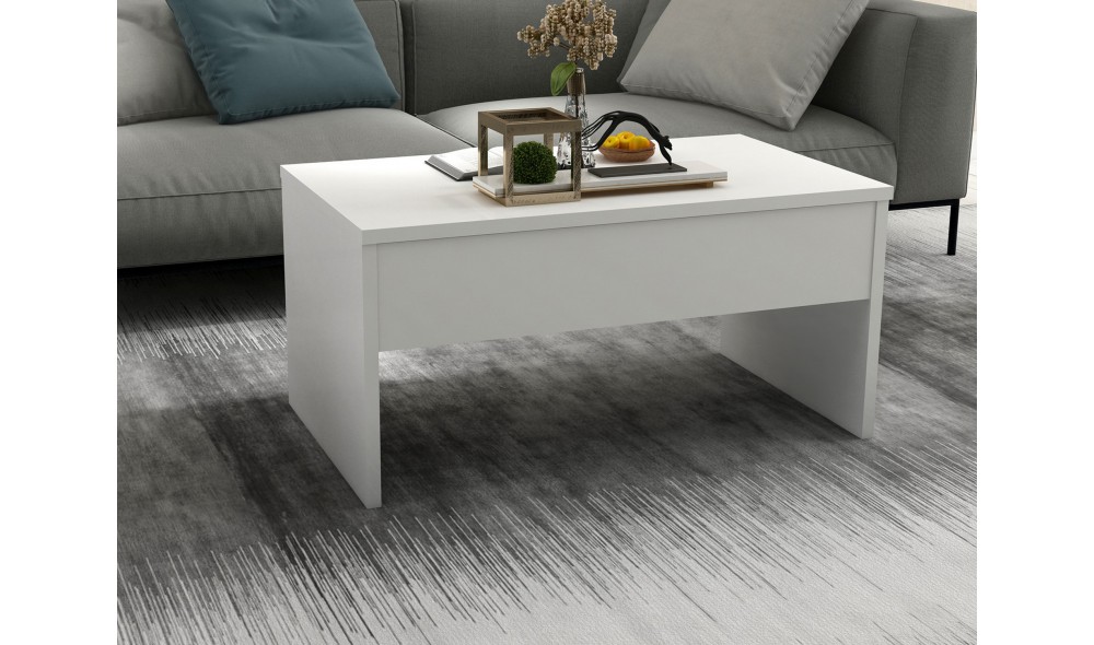 Masuta de cafea, Akilli, Alb, 90 x 45 x 52 cm