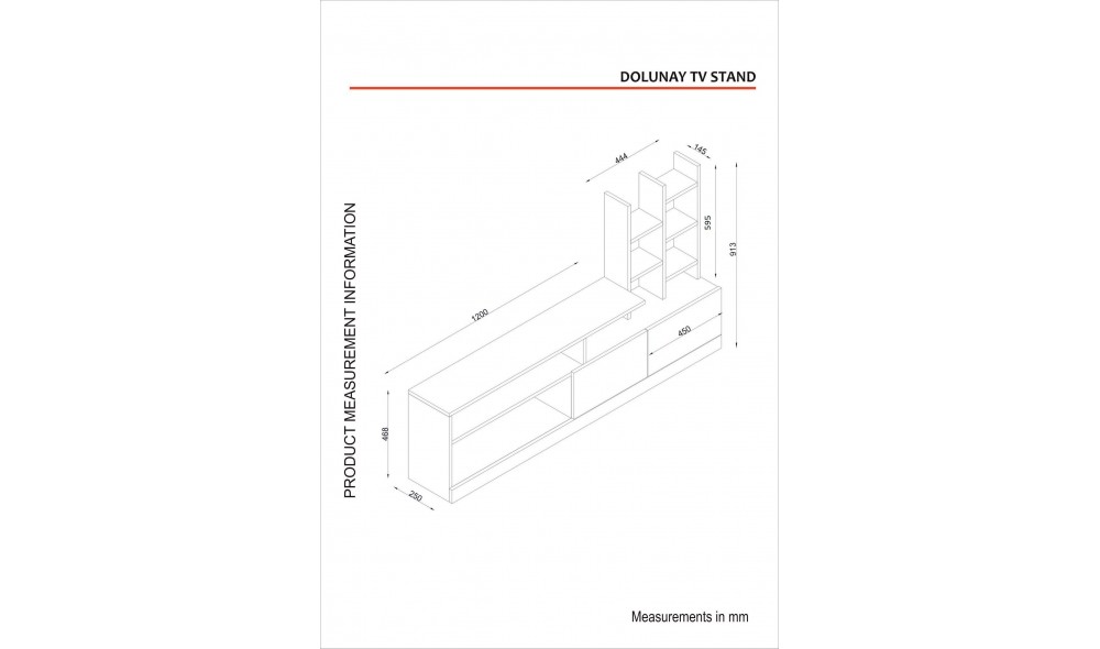 Unitate TV Dolunay - Alb 164 x 91 x 25 cm