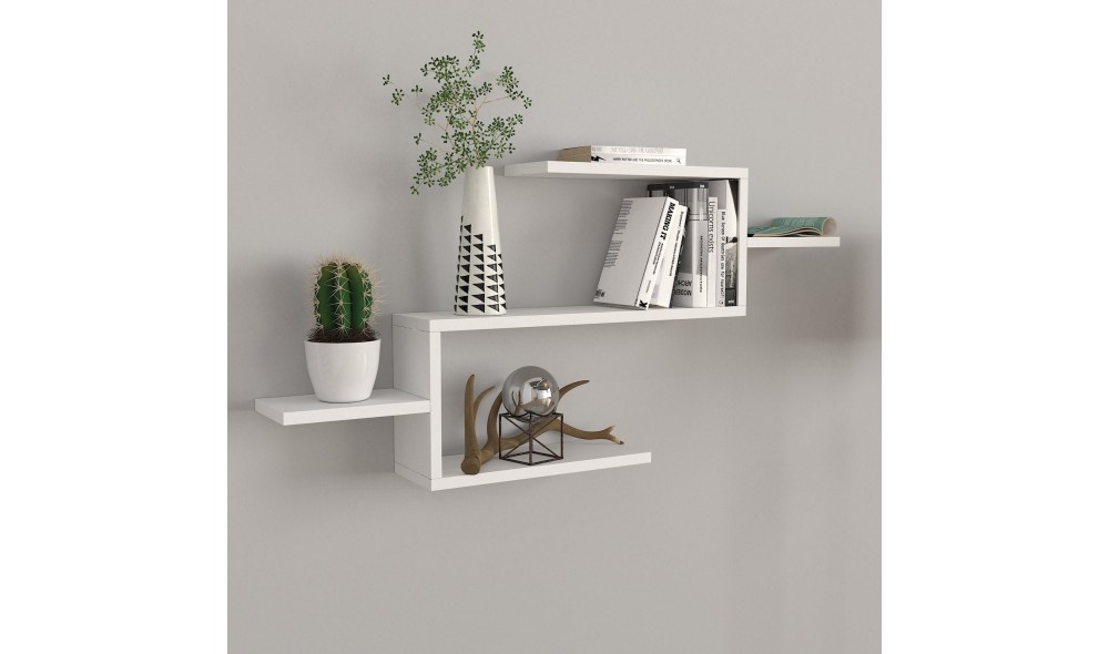 Raft pentru carti, Twist, Alb, 104 x 49 x 15 cm