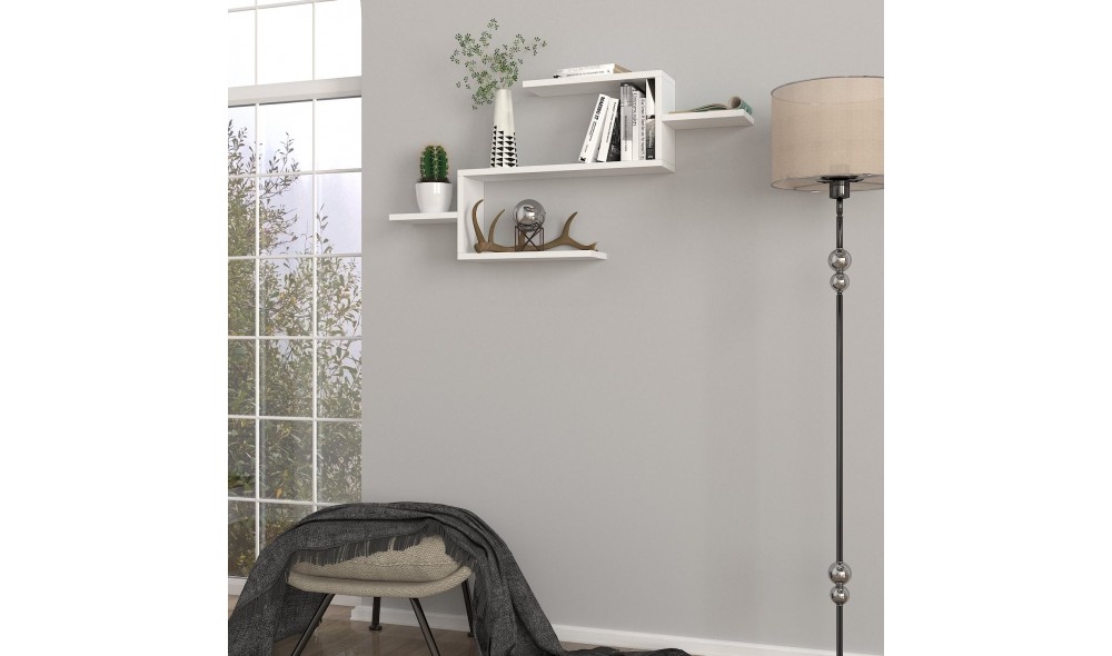 Raft pentru carti, Twist, Alb, 104 x 49 x 15 cm