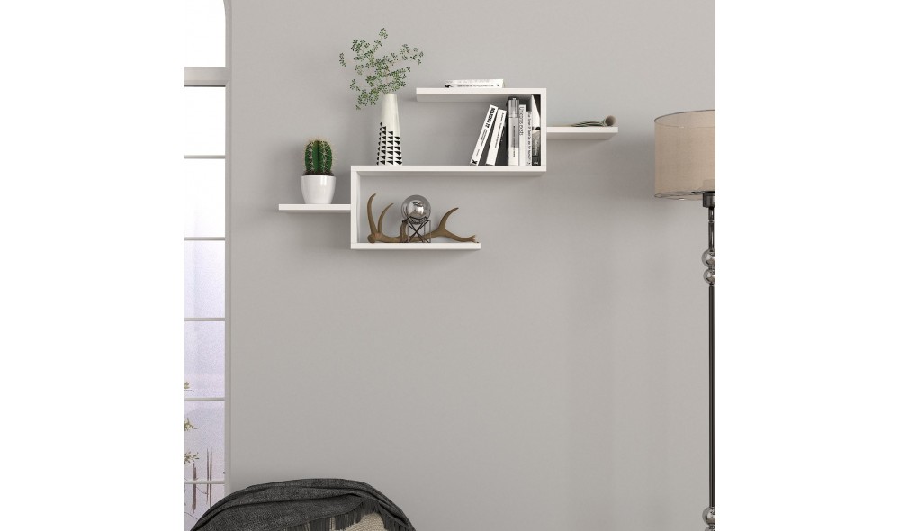 Raft pentru carti, Twist, Alb, 104 x 49 x 15 cm