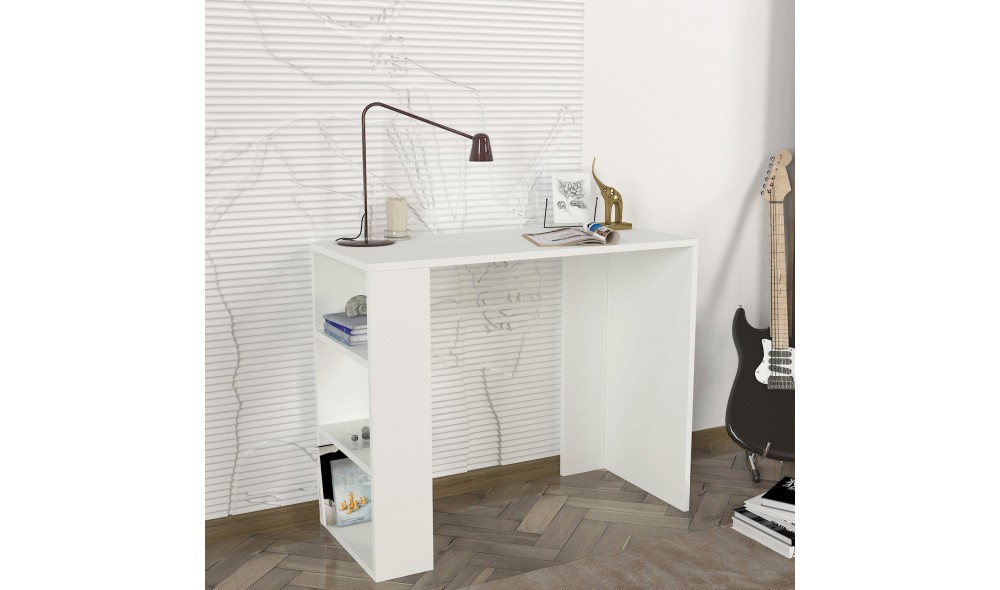 Birou de studiu, Netenya, Alb, 90 x 74 x 40 cm