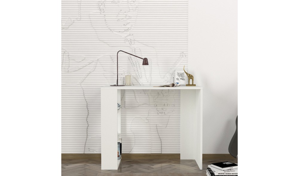 Birou de studiu, Netenya, Alb, 90 x 74 x 40 cm