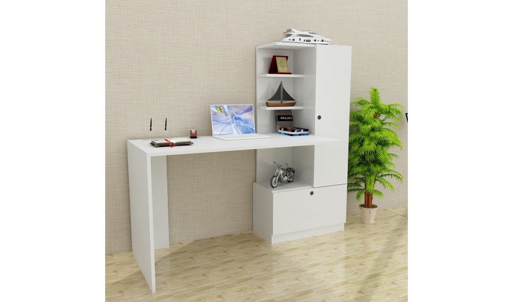 Birou de studiu, Merinos, Alb, 120 x 74 x 62 cm