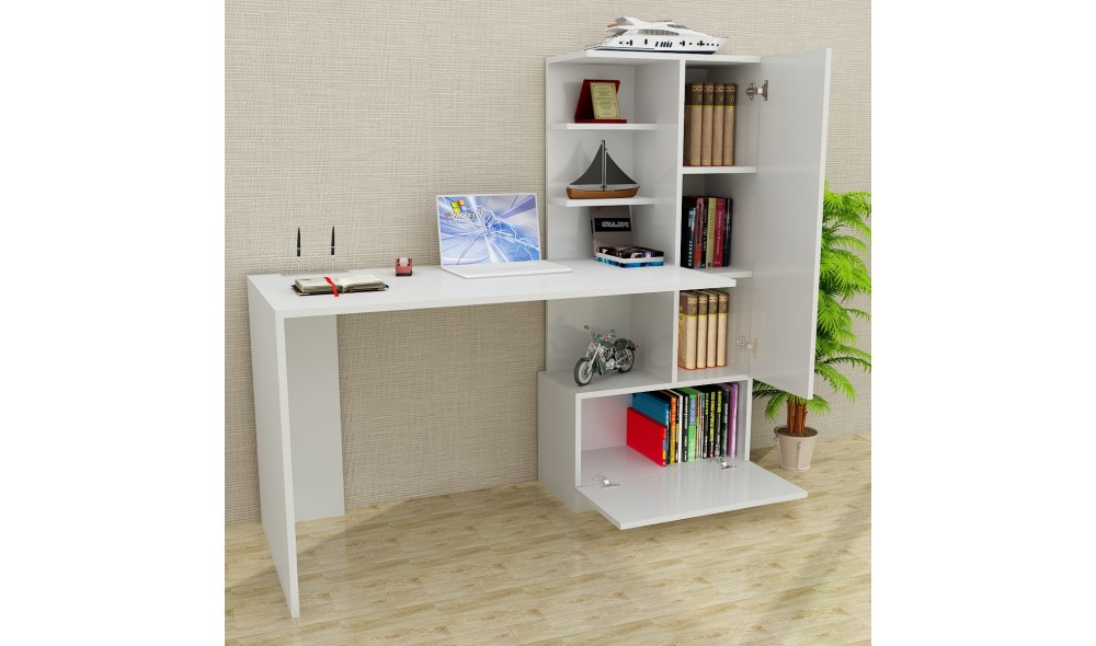 Birou de studiu, Merinos, Alb, 120 x 74 x 62 cm