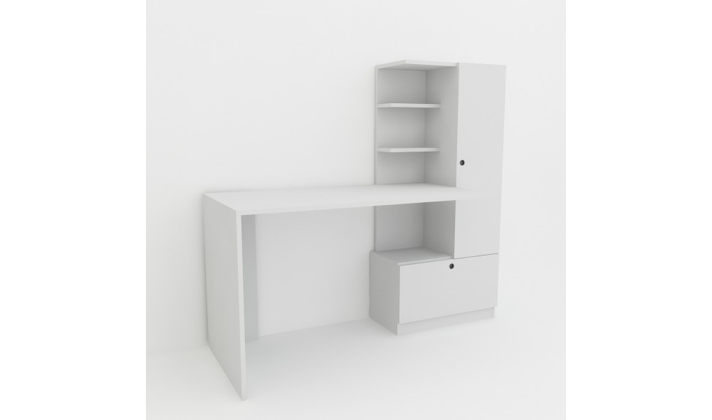 Birou de studiu, Merinos, Alb, 120 x 74 x 62 cm