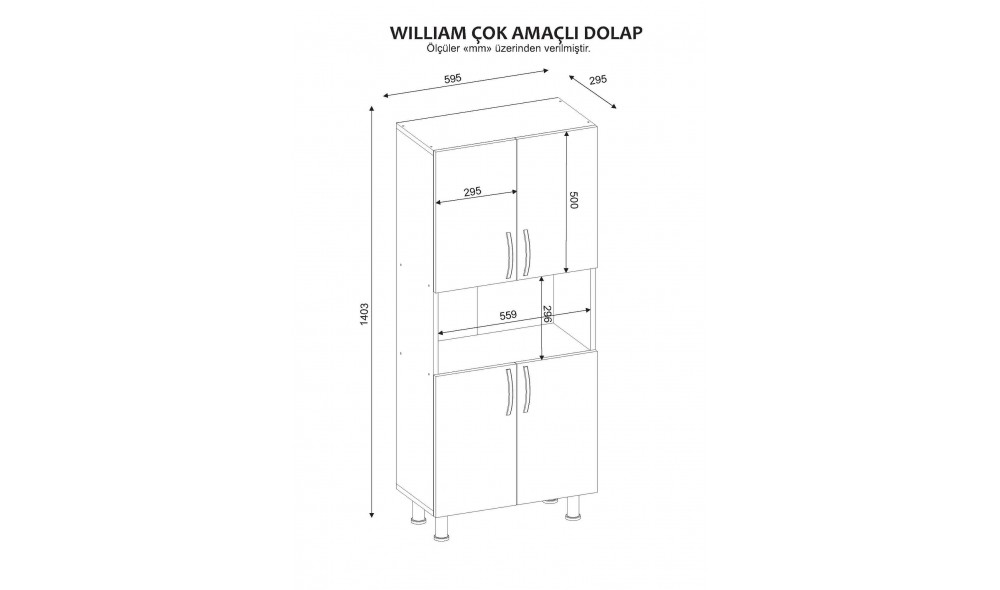 Dulap de baie, William, Alb, 60 x 140 x 30 cm