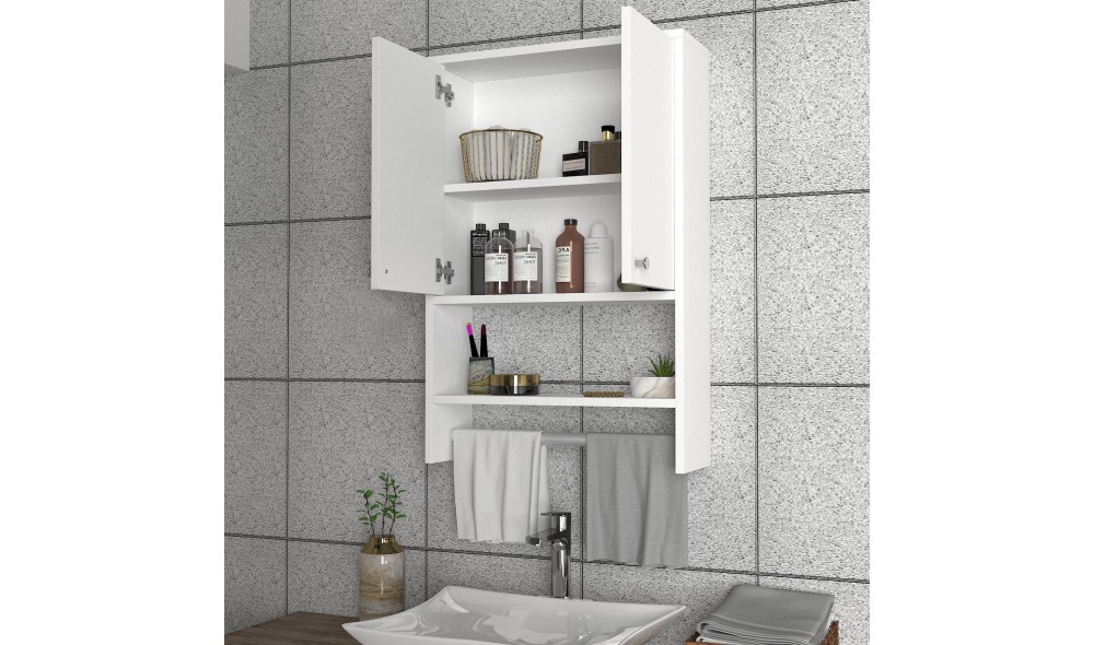 Dulap de baie, Vira, Alb, 59 x 90 x 20 cm