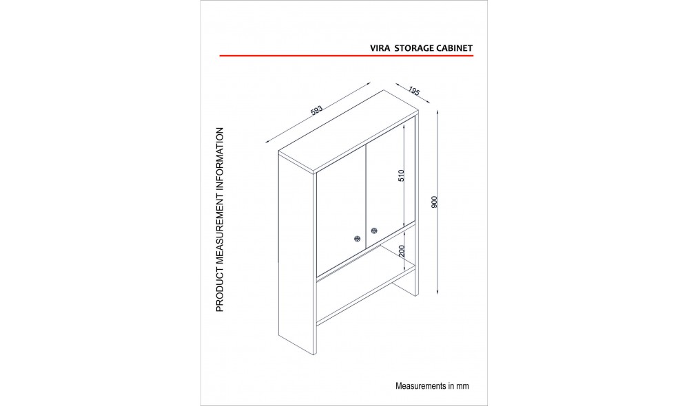 Dulap de baie, Vira, Alb, 59 x 90 x 20 cm