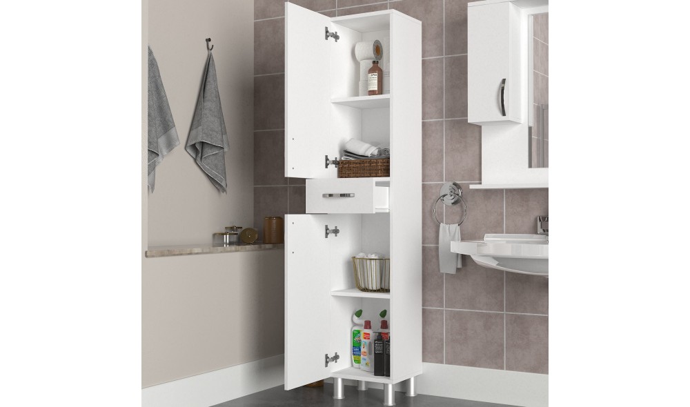 Dulap de baie, Selin, Alb, 35 x 179 x 31 cm