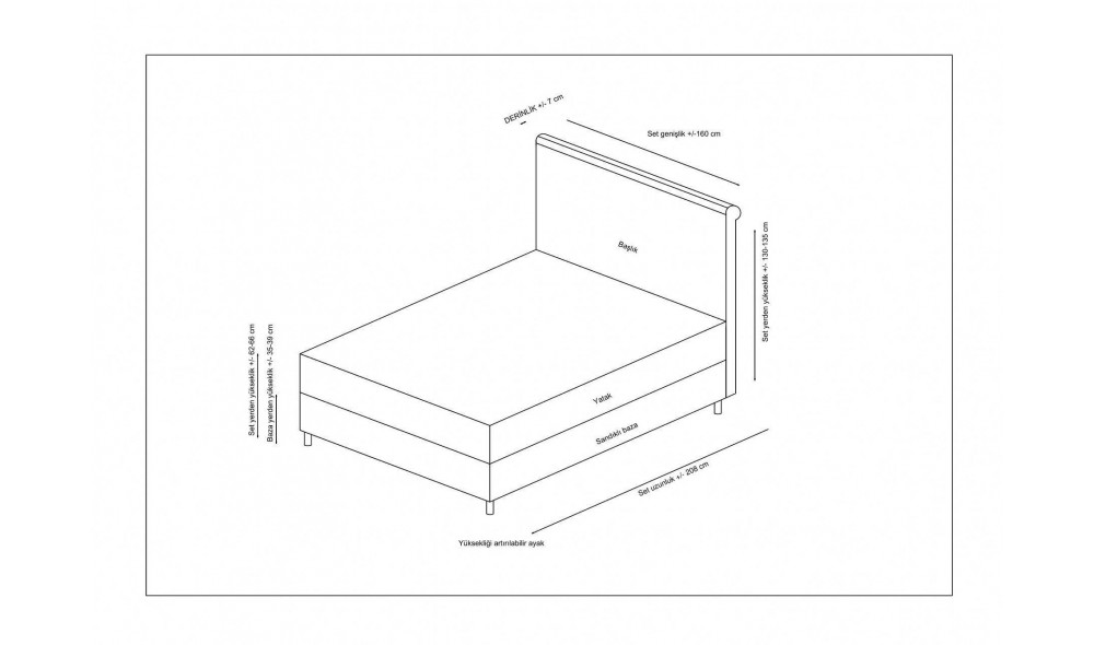 Pat dublu cu saltea, Set Sonata 140 x 200 - Antracit