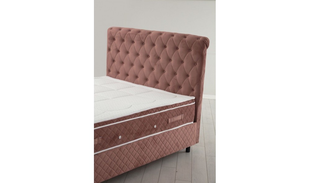 Pat de o persoana cu saltea, Set Sonata 120 x 200 - Dusty Rose