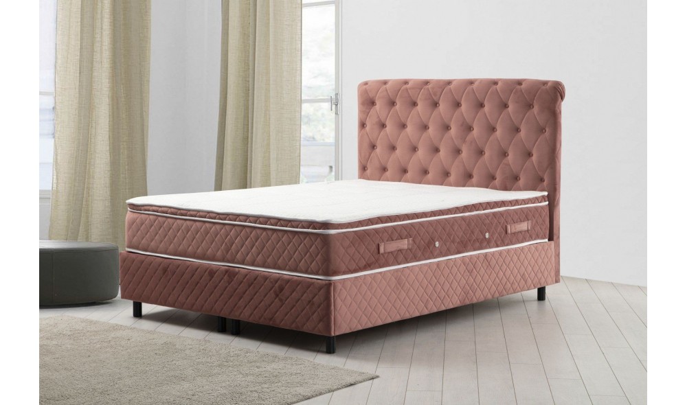 Pat dublu cu saltea, Set Sonata 160 x 200 - Dusty Rose