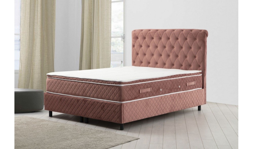 Pat dublu cu saltea, Set Sonata 150 x 200 - Dusty Rose