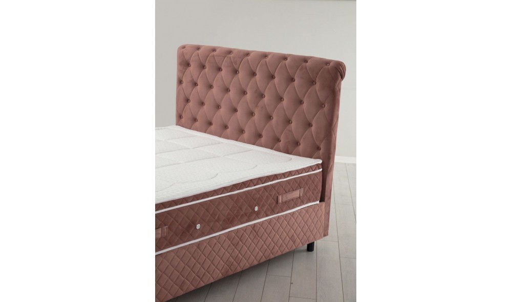 Pat dublu cu saltea, Set Sonata 150 x 200 - Dusty Rose