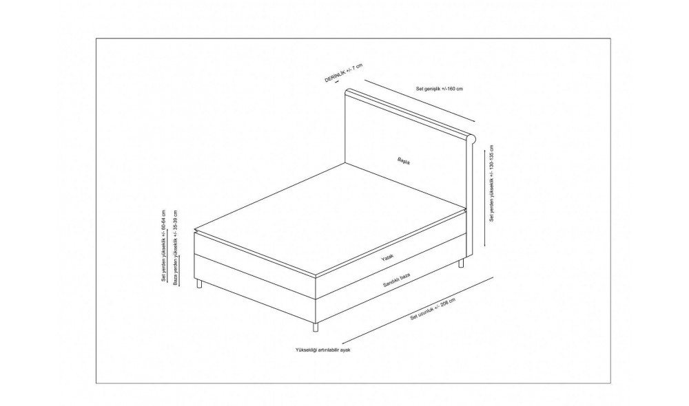 Pat dublu cu saltea, Set Sonata 150 x 200 v2 - Bej