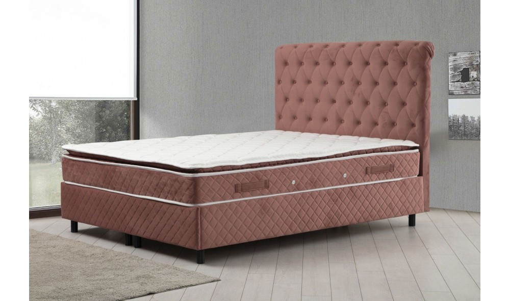 Pat de o persoana cu saltea, Set Sonata 120 x 200 v2 - Dusty Rose