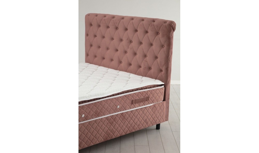 Pat de o persoana cu saltea, Set Sonata 120 x 200 v2 - Dusty Rose