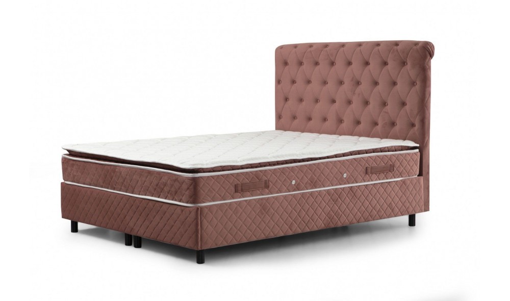 Pat de o persoana cu saltea, Set Sonata 120 x 200 v2 - Dusty Rose