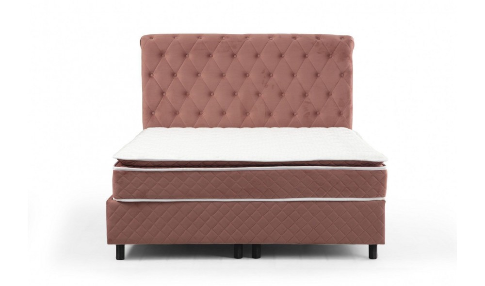 Pat de o persoana cu saltea, Set Sonata 90 x 190 v2 - Dusty Rose