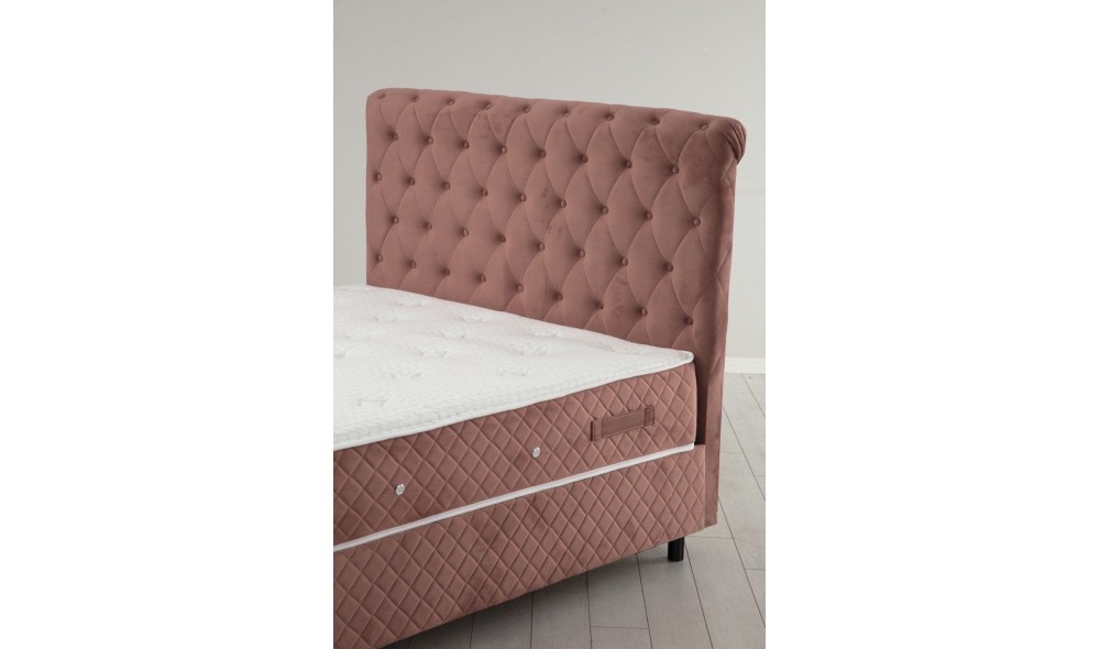 Pat de o persoana cu saltea, Set Sonata 120 x 200 v3 - Dusty Rose