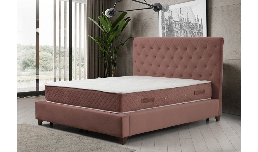 Pat dublu cu saltea, Set Deluxe 140 x 200 - Dusty Rose