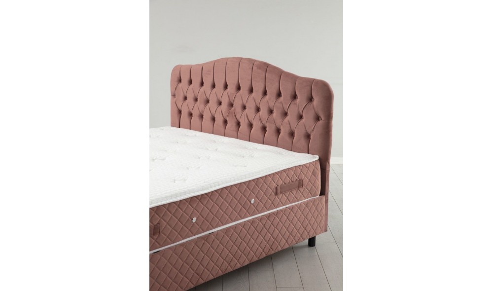 Pat dublu cu saltea, Set Vassi 160 x 200 - Dusty Rose