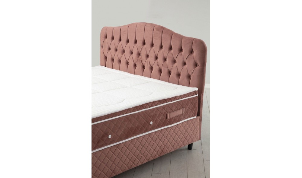 Pat dublu cu saltea, Set Vassi 150 x 200 v2 - Dusty Rose