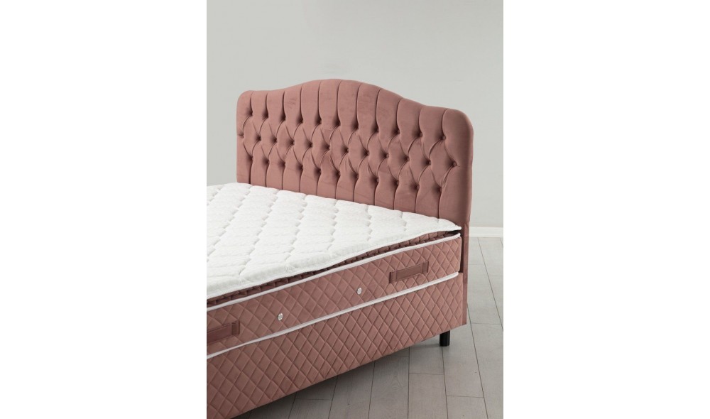 Pat dublu cu saltea, Set Vassi 160 x 200 v3 - Dusty Rose