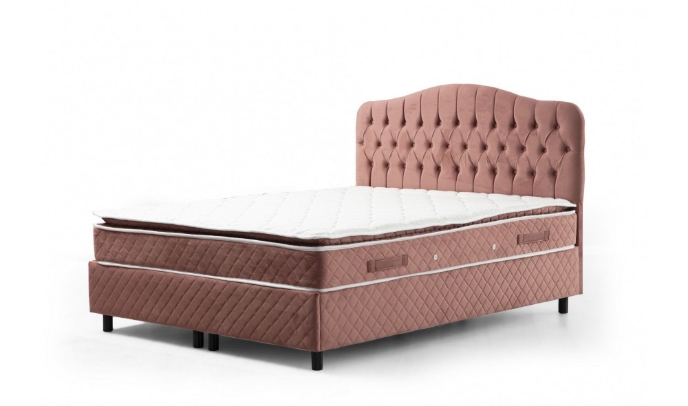 Pat dublu cu saltea, Set Vassi 160 x 200 v3 - Dusty Rose