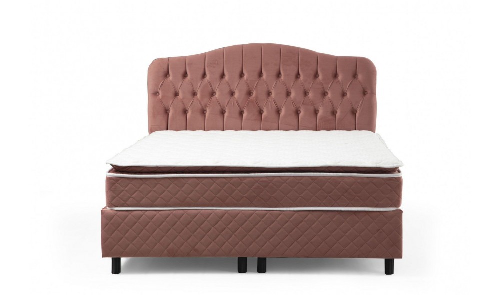 Pat dublu cu saltea, Set Vassi 160 x 200 v3 - Dusty Rose