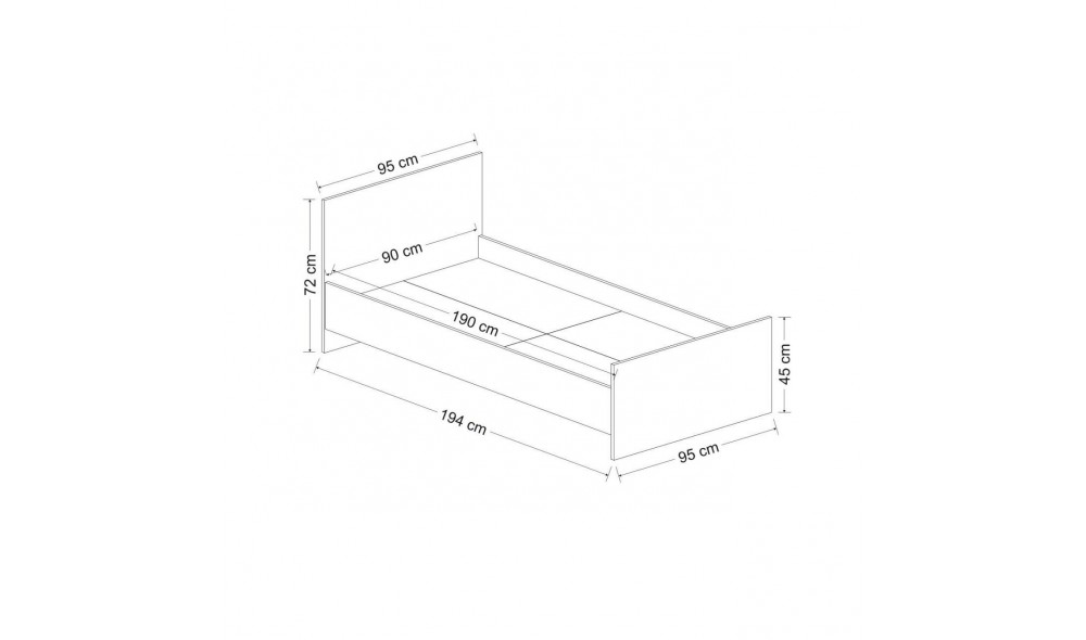 Pat de o persoana, Patul Kale 90 x 190 - Alb