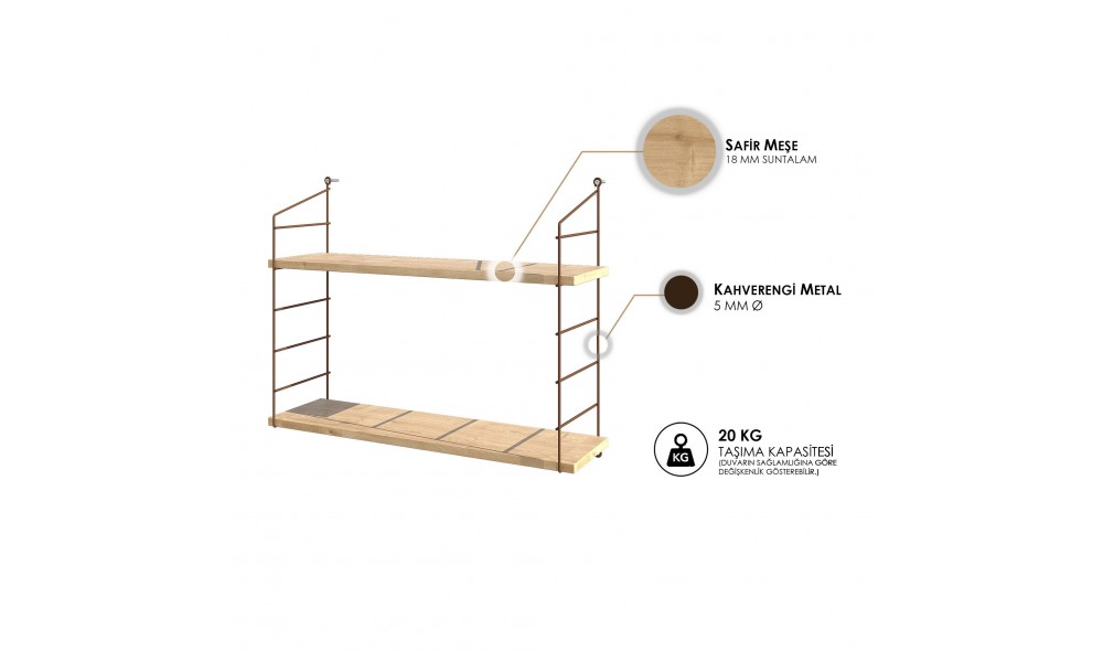 Raft de perete Armoni 2'li - Stejar