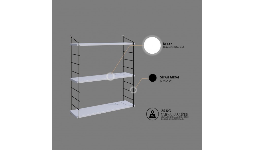 Raft de perete Armoni 3'lu - Alb