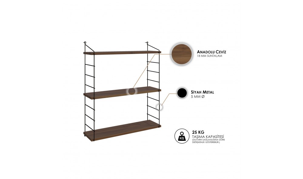 Raft de perete Armoni 3'lu - Nuc