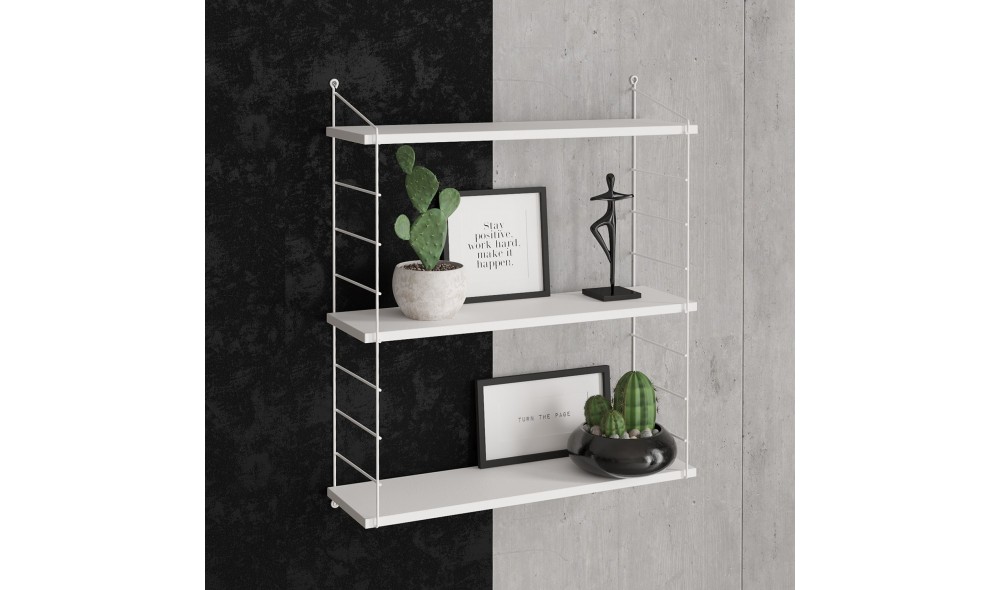 Raft de perete Armoni 3'lu - Alb stralucitor