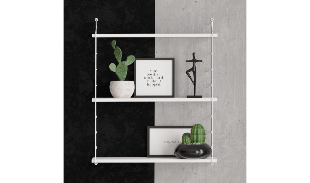 Raft de perete Armoni 3'lu - Alb stralucitor