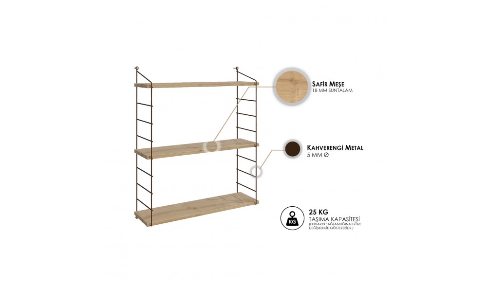 Raft de perete, Armoni, Stejar, 72 x 85 x 20 cm