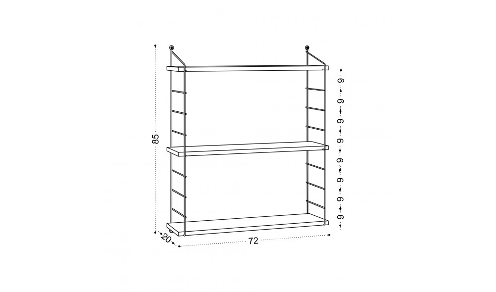 Raft de perete, Armoni, Stejar, 72 x 85 x 20 cm