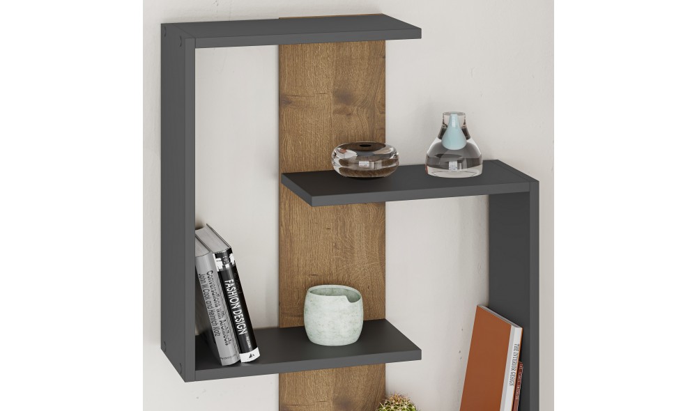 Raft de perete Paranoid - antracit, stejar inchis 64 x 85 x 22 cm