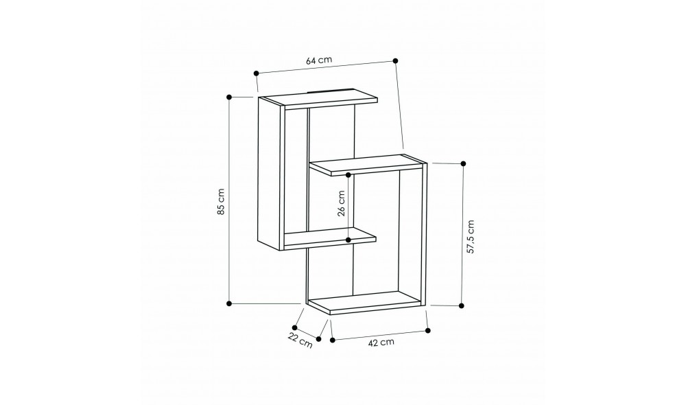 Raft de perete Paranoid - antracit, stejar inchis 64 x 85 x 22 cm