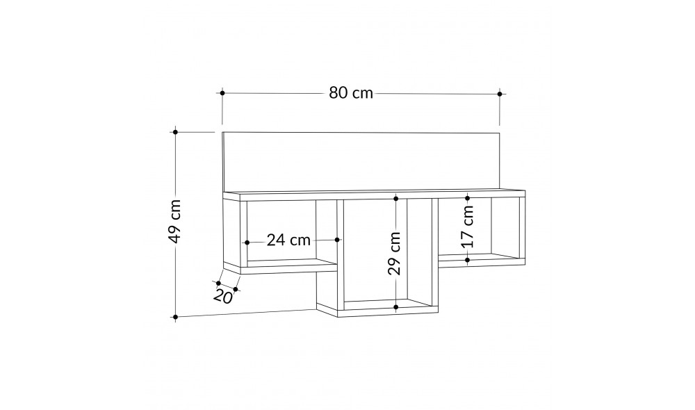 Raft de perete Tran - Stejar 80 x 49 x 20 cm