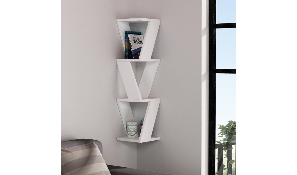 Raft de perete Zena - Alb 22 x 85 x 22 cm