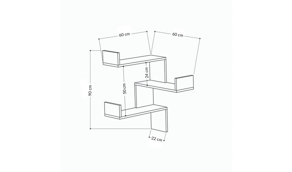 Raft de perete Luksa - Alb 60 x 90 x 60 cm