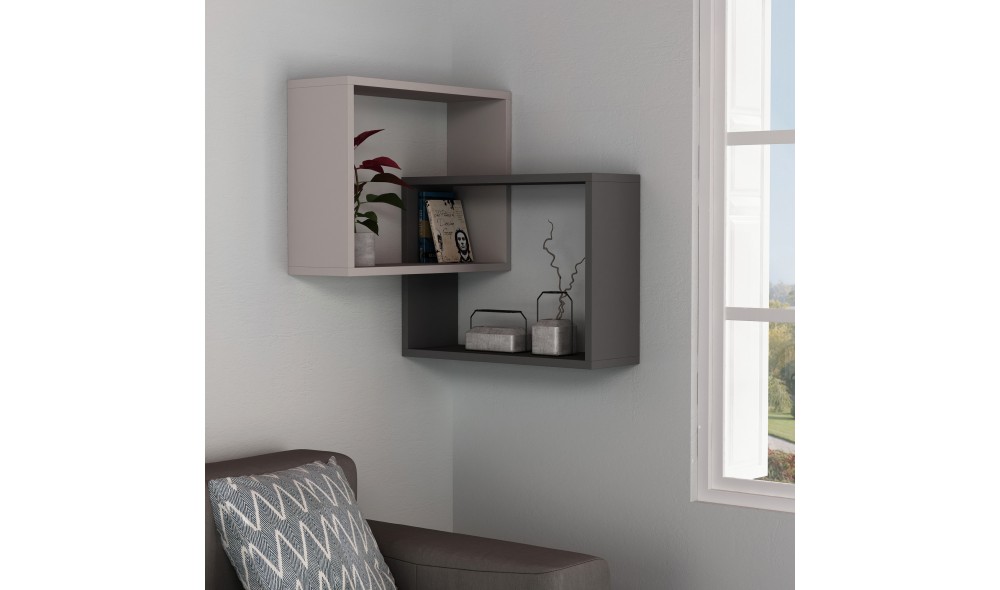 Raft de perete Inel - Mocha Light, Antracit 68 x 68 x 60 cm