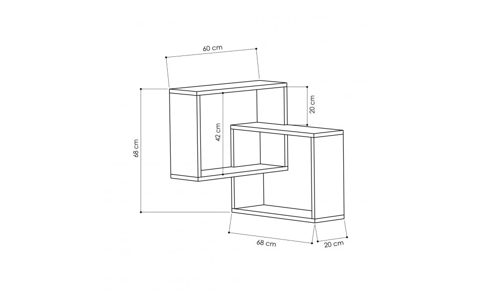 Raft de perete Inel - alb 68 x 68 x 60 cm