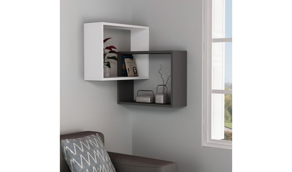 Raft de perete Inel - alb, antracit 68 x 68 x 60 cm