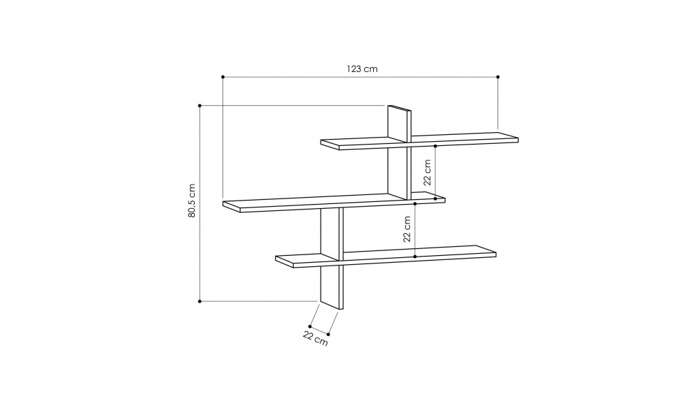 Raft de perete Leu - Stejar 123 x 80 x 22 cm