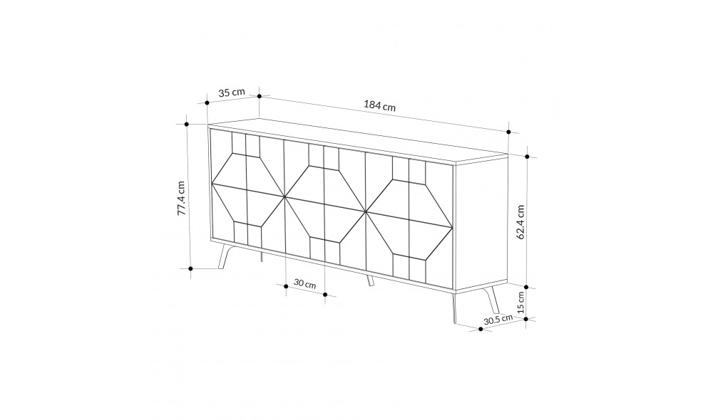 Consola Duna - Antracit 183 x 77 x 35 cm