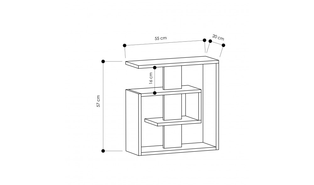 Tabel lateral Saly - Alb 55 x 57 x 20 cm